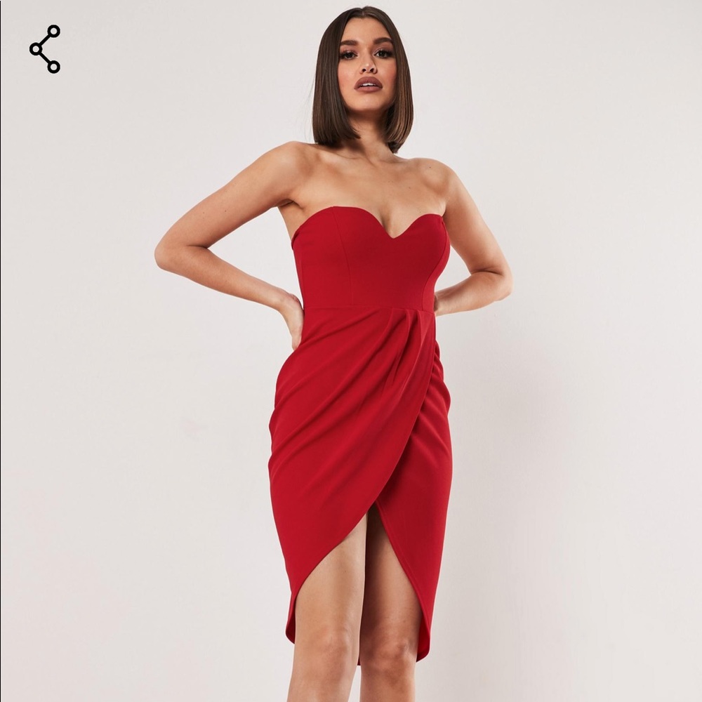 Bandeau wrap bodycon midi dress